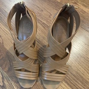 Tory Burch Liv Strappy Sandal Heel Tan 7.5